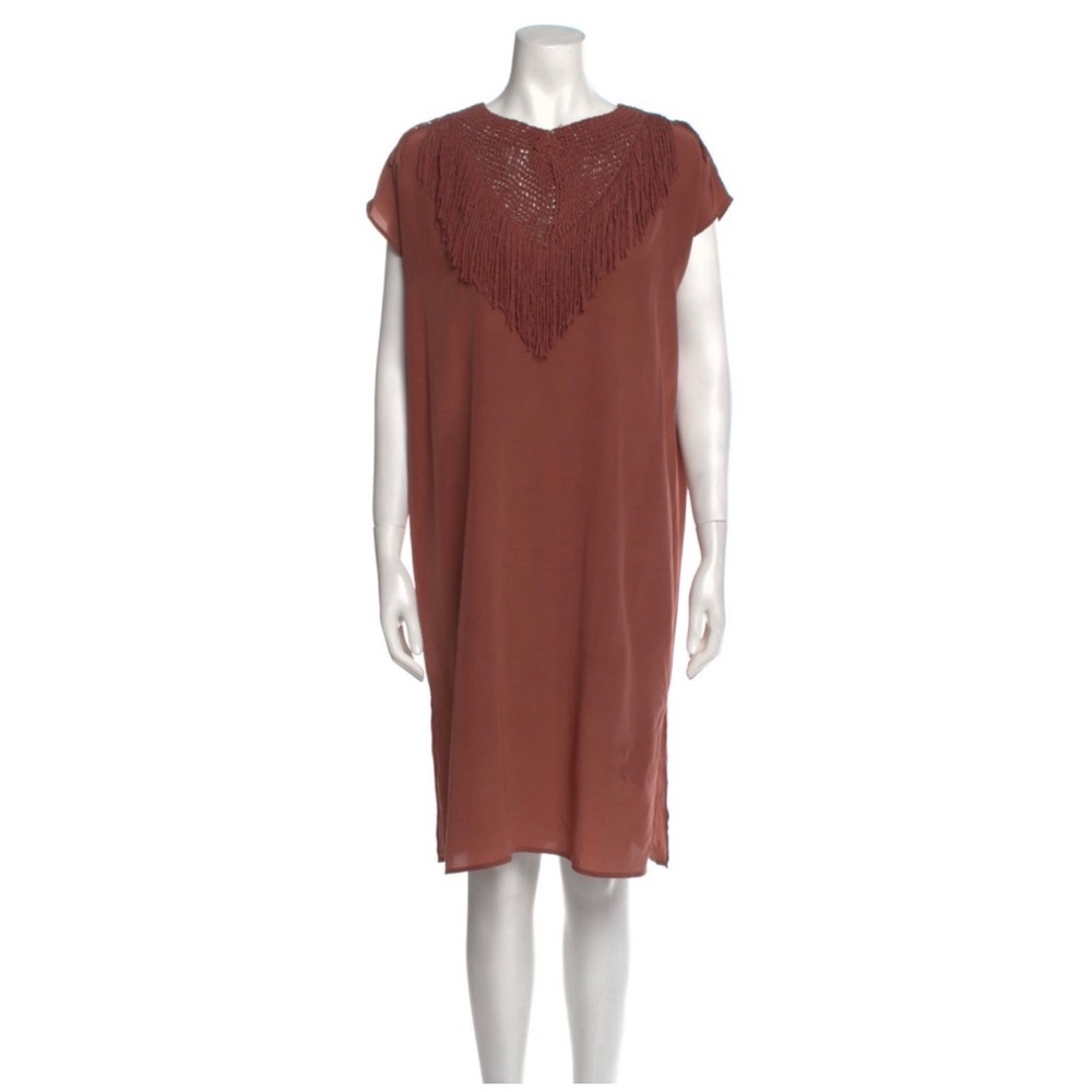 Ulla Johnson Silk Bohemian Vacation Artsy Dress Neutral Minimalist 70s Look New